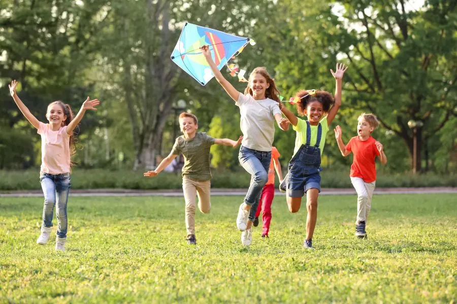 children playing outside